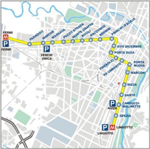 Mappa della metropolitana di Torino
